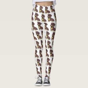 teckel en tan-cartoon leggings