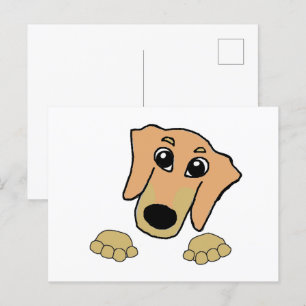 teckel fawn and tan peeking cartoon briefkaart