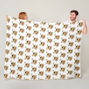 teckel fawn and tan peeking cartoon fleece deken