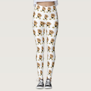 teckel fawn and tan peeking cartoon leggings