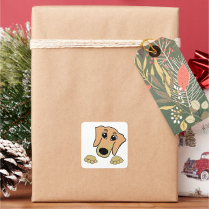 teckel fawn and tan peeking cartoon vierkante sticker