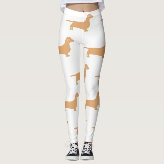 teckel fawn en tan silhouet leggings (Voorkant)