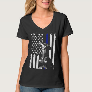 Teckel-Flag Funny American Thin Blue T-shirt
