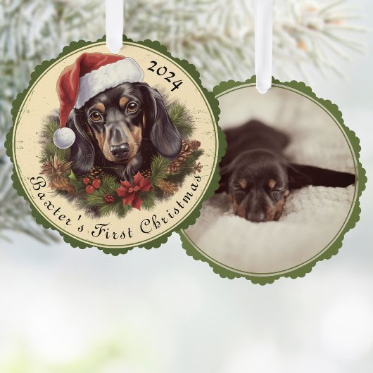 Teckel Foto Kerst Papier Ornament Kaart