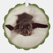 Teckel Foto Kerst Papier Ornament Kaart (Achterkant)