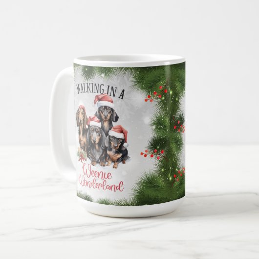 Teckel Funny Christmas Dog Coffee Mok (Voorkant links)