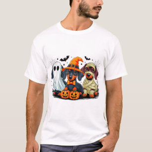 Teckel Heks Enge Halloween Pompoen Vrouwen Mannen T-shirt