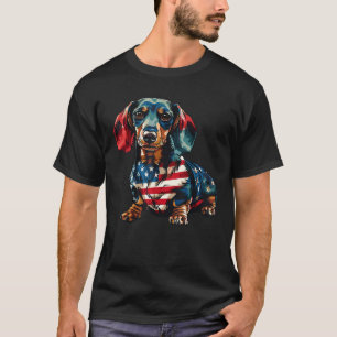 Teckel Hond 4 juli Amerikaanse vlag geschenken voo T-shirt