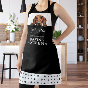 Teckel Hond Bakken Koningin Zwart Wit Custom Schort