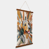 Teckel hond - Doxie -kleurrijk mozaïek Hangend Wandkleed (Gebogen)