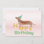Teckel Hond Happy Birthday Party Uitnodiging (Voorkant)