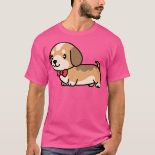 Teckel Hond Kawaii Boog Stropdas Mama Papa Kinder T-shirt