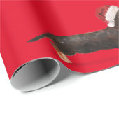 Teckel Hond Kerst Rode Kerstman Hoed Cadeaupapier (Rol Hoek)