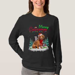 Teckel Hond Kerstman Hoed Kerstverlichting Vrolijk T-shirt