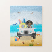 teckel Hond Rijden op het strand Legpuzzel (Verticaal)