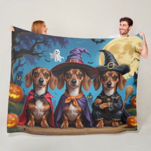 Teckel Honden Pompoen Halloween Funny Fleece Deken