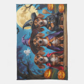 Teckel Honden Pompoen Halloween Funny Theedoek (Verticaal)