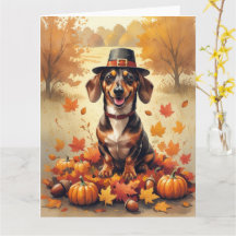 Teckel in het najaar verlaat Thanksgiving kunst