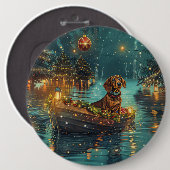 Teckel Kerst Feestelijke reis Ronde Button 6,0 Cm (Voorkant /achterkant)