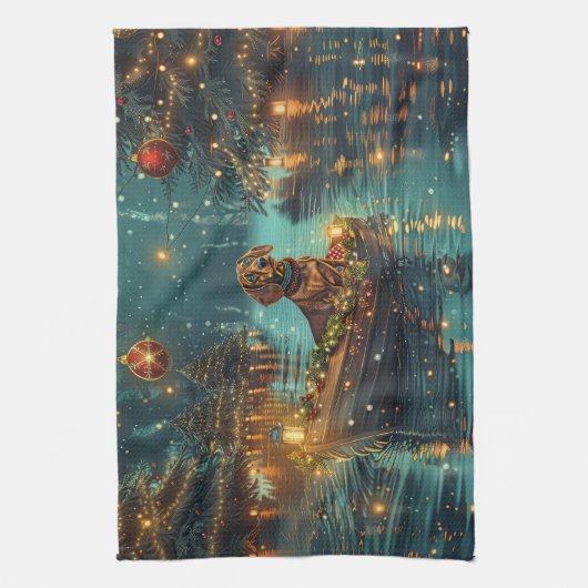 Teckel Kerst Feestelijke reis Theedoek