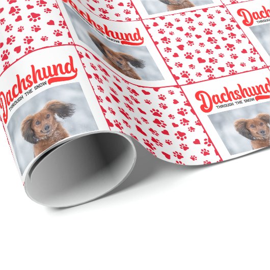Teckel Kerst Puppy Afbeelding Funny Weenie Dog Cadeaupapier (Rol Hoek)
