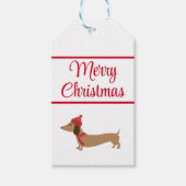 Teckel Kerst Witte Gift Labels met String Cadeaulabel (Voorkant)