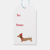 Teckel Kerst Witte Gift Labels met String Cadeaulabel (Achterkant)