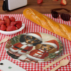 Teckel Kerstfeest Papier Borden Papieren Bordje