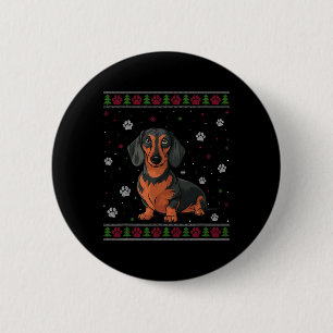 Teckel Kersttrui Xmas Huisdier Hond Lo Ronde Button 5,7 Cm