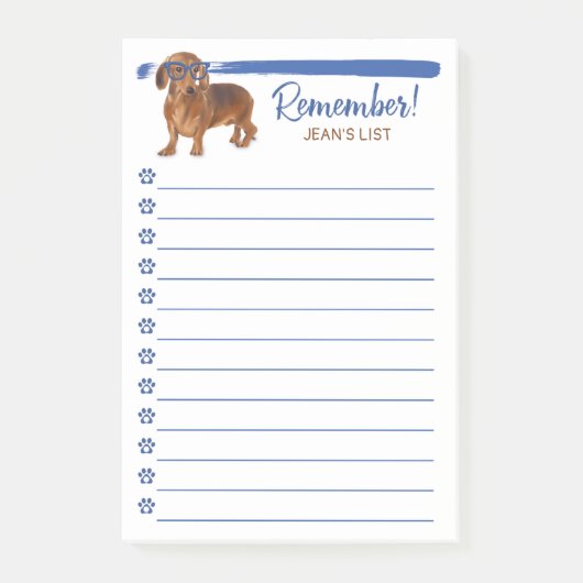 Teckel kleine hond Onthoud om lijst te doen Post-it® Notes (Voorkant)