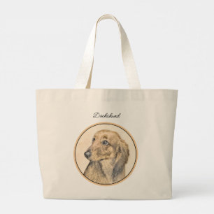 Teckel langharige rode schilderij Originele hond k Grote Tote Bag