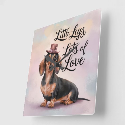 Teckel Little Legs Veel liefde Vierkante Klok (Hoek)