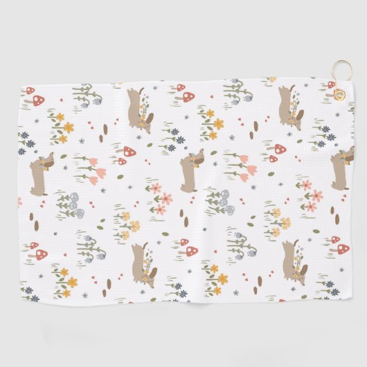 Teckel Lover Weiner Dog Sausage Dog Wildflower Golfhanddoek (Horizontaal)