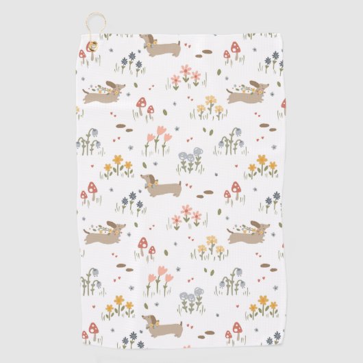 Teckel Lover Weiner Dog Sausage Dog Wildflower Golfhanddoek (Voorkant)