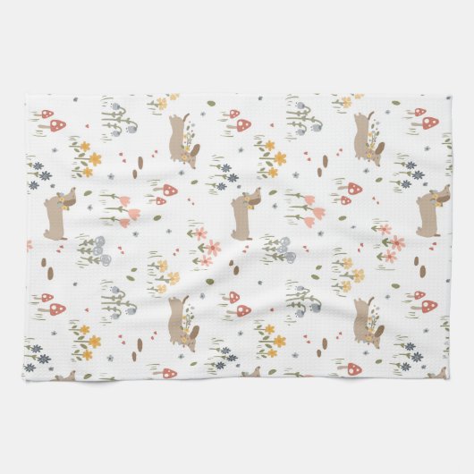 Teckel Lover Weiner Dog Sausage Dog Wildflower Theedoek (Horizontaal)