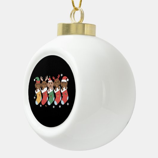 Teckel Mam Kerstcadeau Hondenliefhebber Nieuwjaar Keramische Bal Ornament (Rechts)