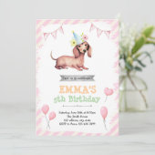 Teckel meisje party uitnodiging (Staand voorkant)