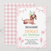 Teckel meisje party uitnodiging (Voorkant / Achterkant)