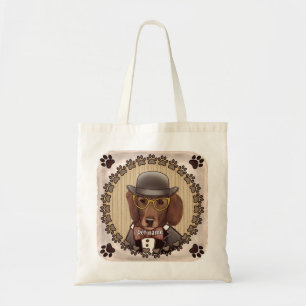 Teckel met bril Canvas tas