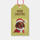 Teckel met Kerstman Outfit - Kerstmis 1 Cadeaulabel (Voorkant)