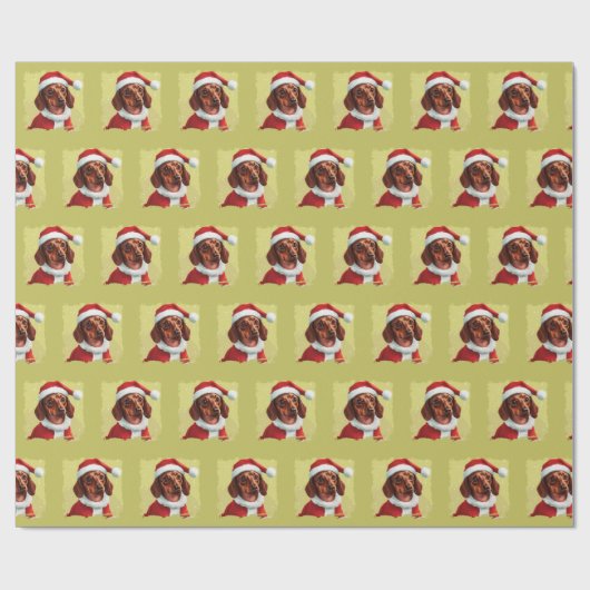 Teckel met Kerstman Outfit - Kerstmis 1 Cadeaupapier (Vlak)