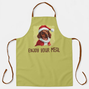Teckel met Kerstman Outfit - Kerstmis 1 Schort