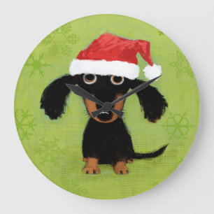 Teckel met Santa Hat Wiener Dog Christmas Grote Klok