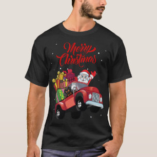 teckel met sinterklaas in rode vrachtwagenhond t-shirt