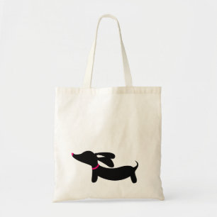 Teckel noir + Le rose accentue le sac fourre-tout