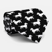 Teckel Patroon Zwart Stropdas Doxie Dog (Opgerold)