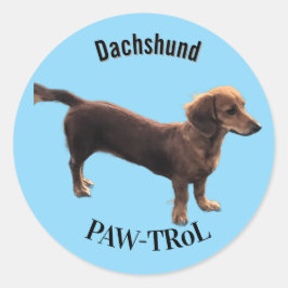 Teckel Paw-trol Ronde Sticker