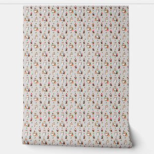 Teckel Puppies: Santa Hats, Holly en Snowmen Behang
