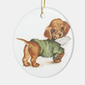 Teckel puppy met brief keramisch ornament (Links)