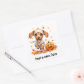 Teckel Puppy Mummie Halloween Waterverf Vierkante Sticker (Envelop)